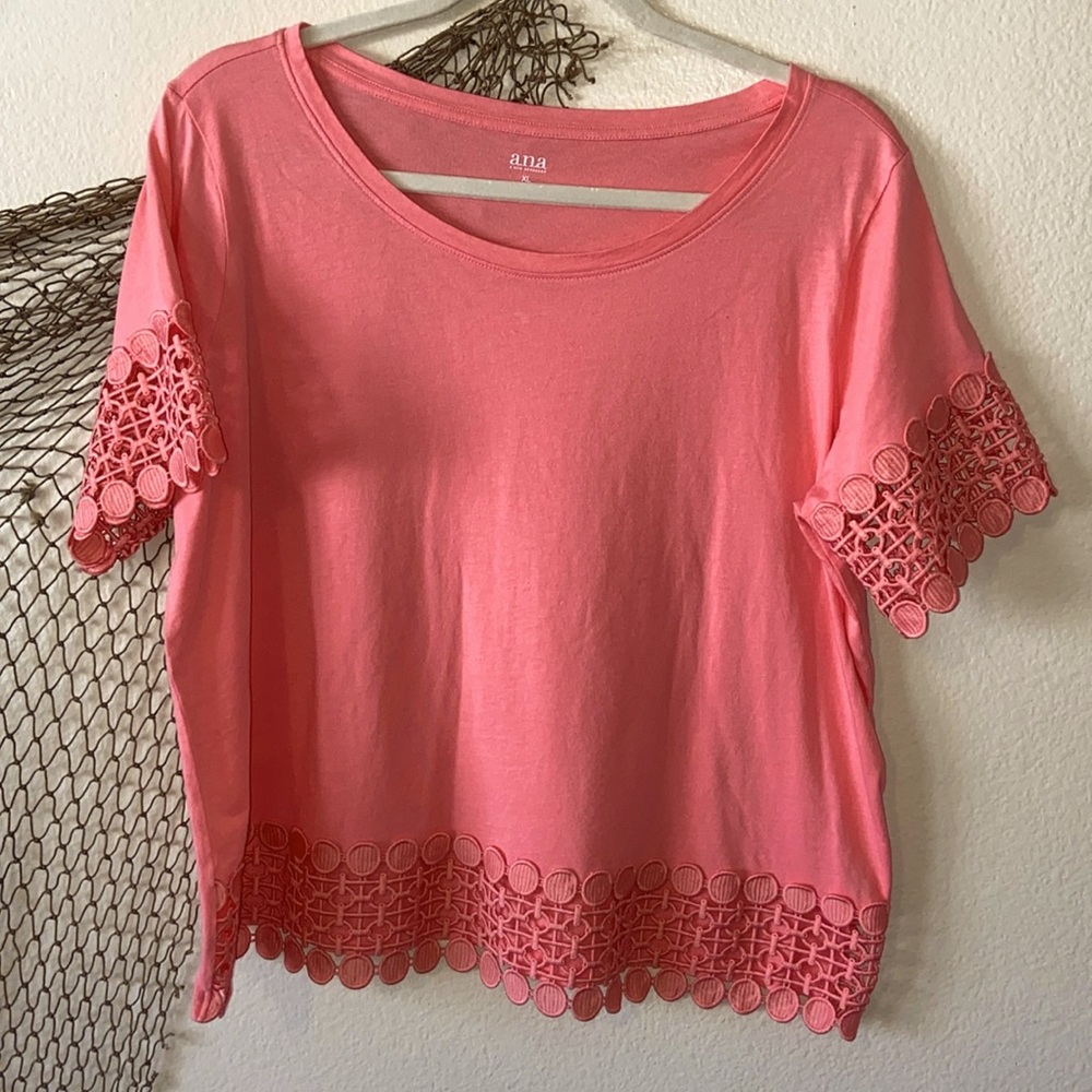 Peach Color Soft Top With Lace Details!